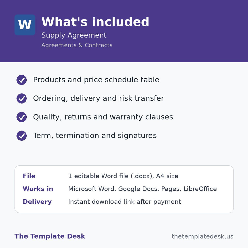 Supply Agreement – what's included