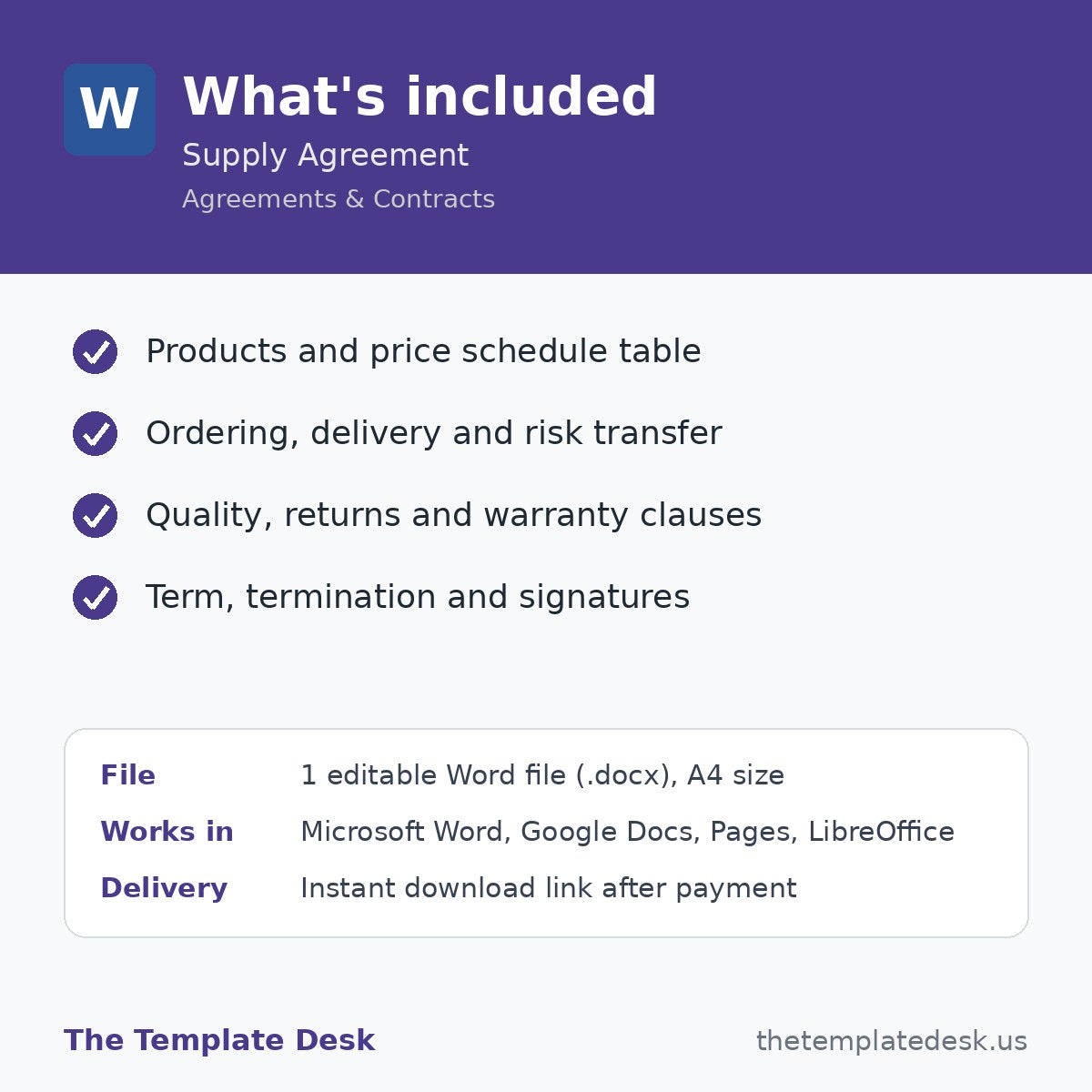 Supply Agreement – what's included