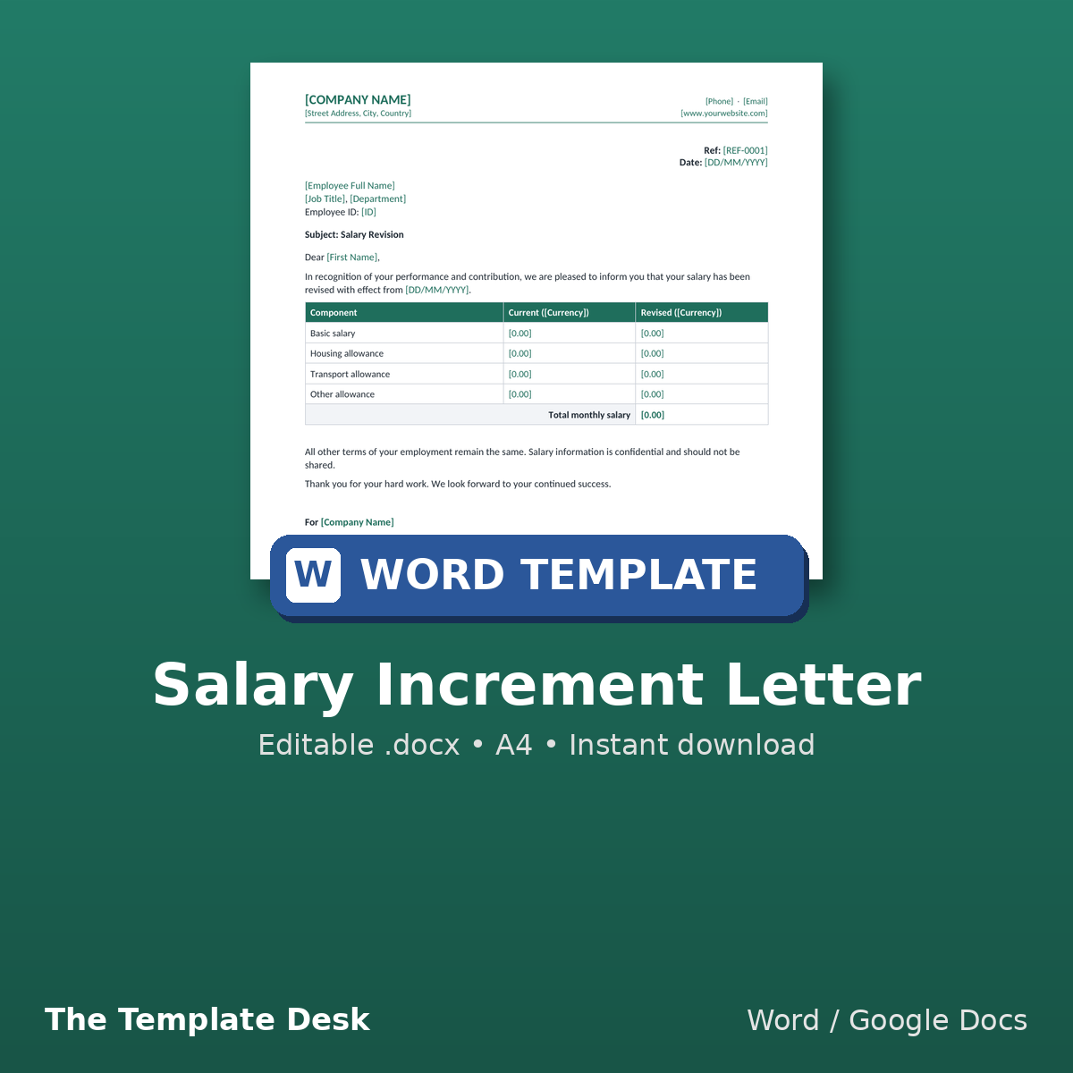 Salary Increment Letter – cover