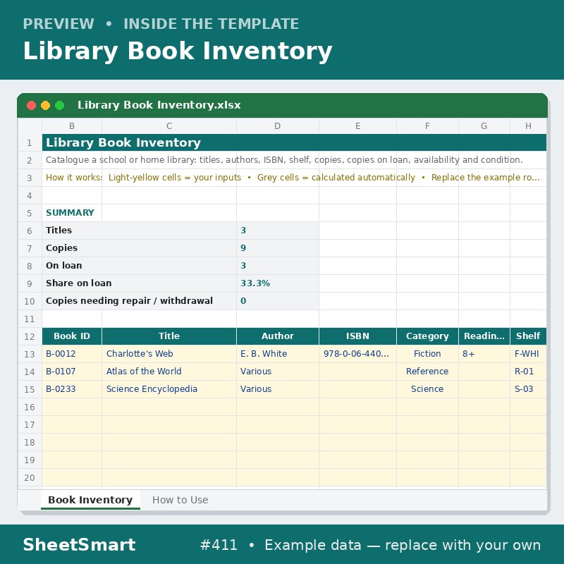 Library Book Inventory – sheet preview