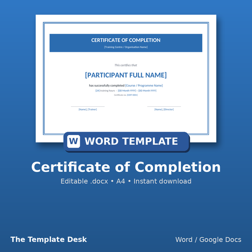 Certificate of Completion – cover