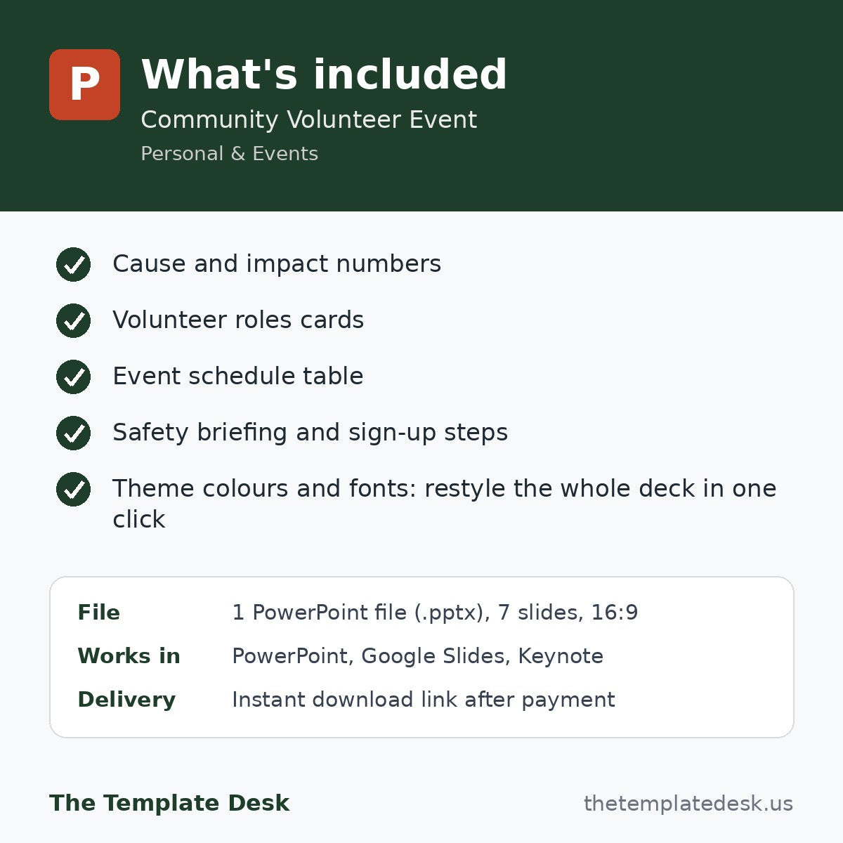 Community Volunteer Event – what's included