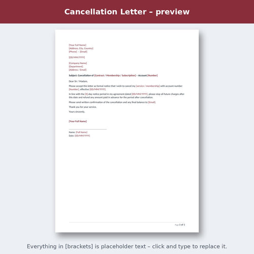 Cancellation Letter – preview