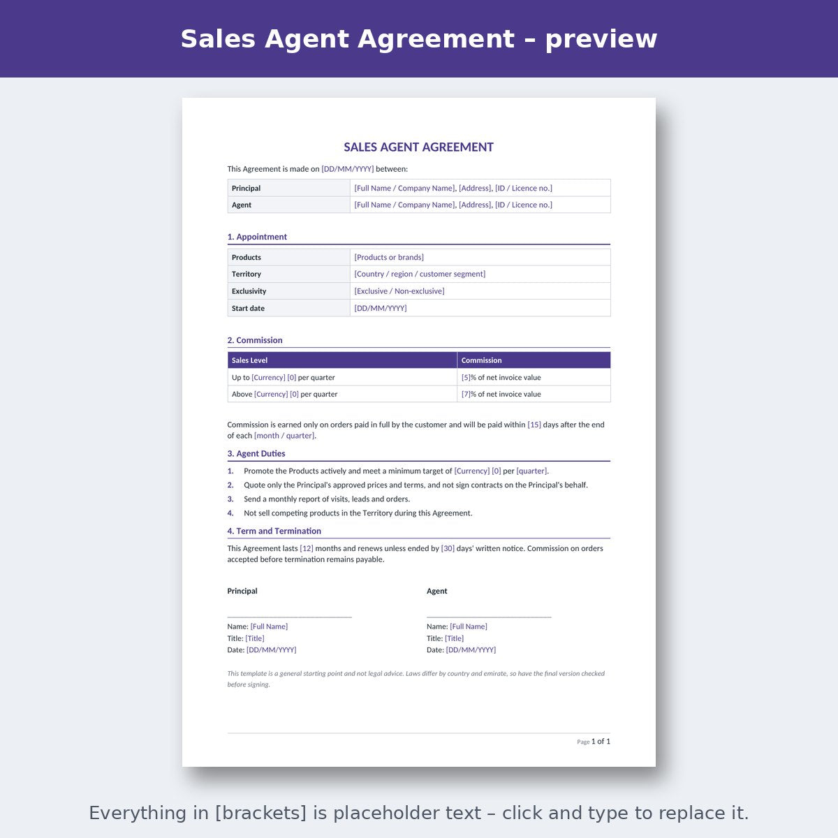Sales Agent Agreement – preview
