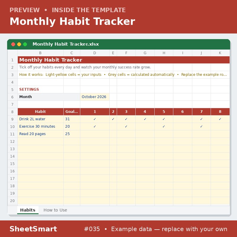Monthly Habit Tracker – sheet preview