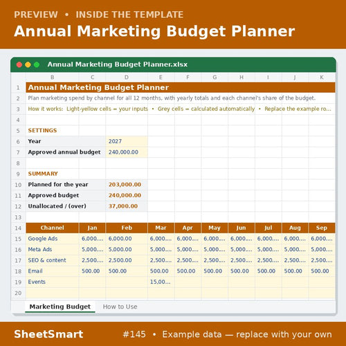 Annual Marketing Budget Planner – sheet preview