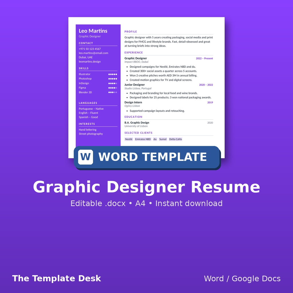 Graphic Designer Resume – cover