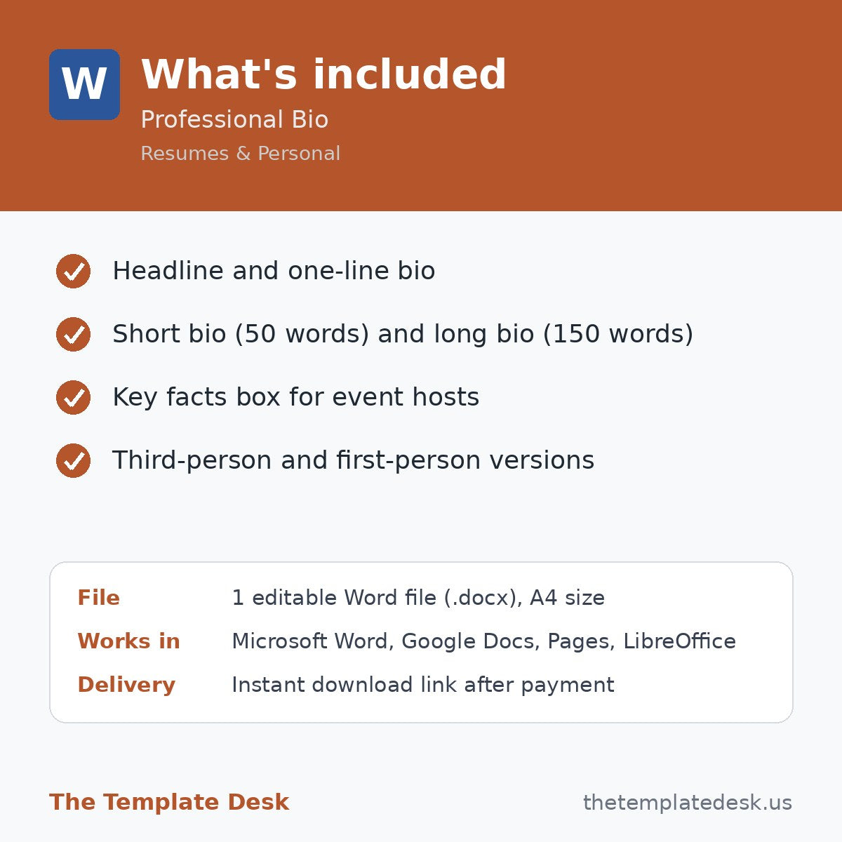 Professional Bio – what's included