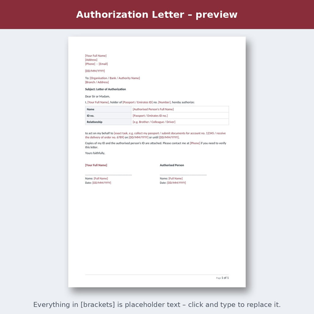 Authorization Letter – preview