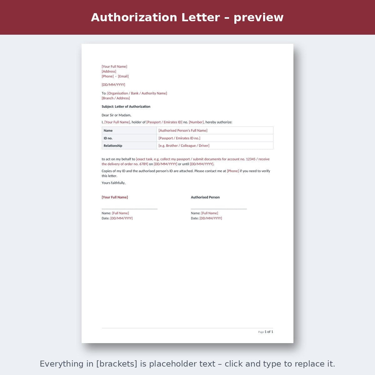 Authorization Letter – preview