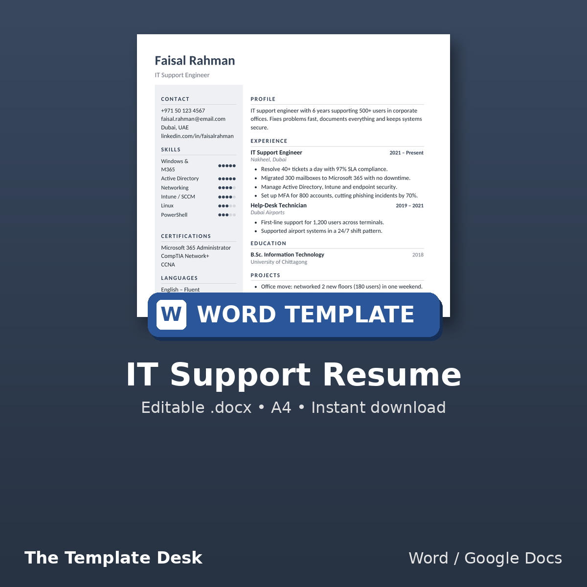 IT Support Resume – cover