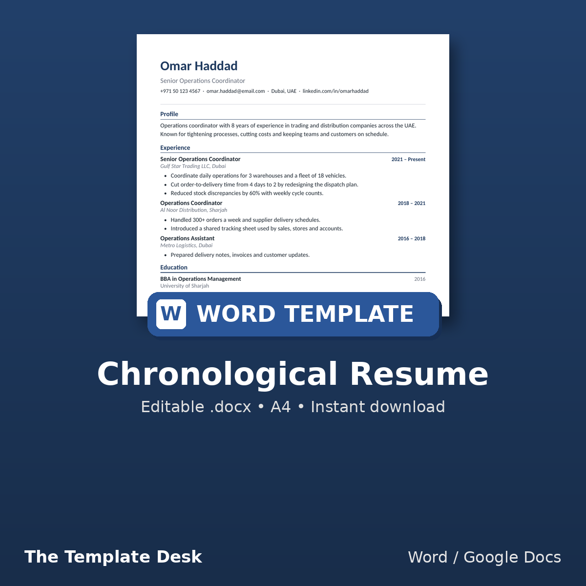 Chronological Resume – cover
