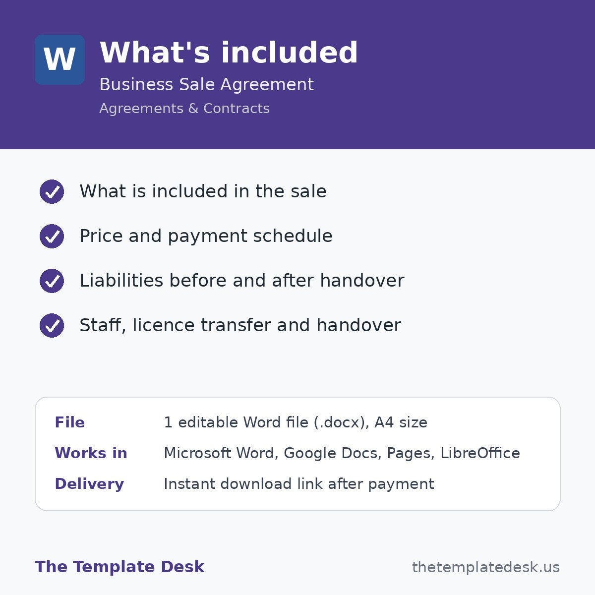 Business Sale Agreement – what's included