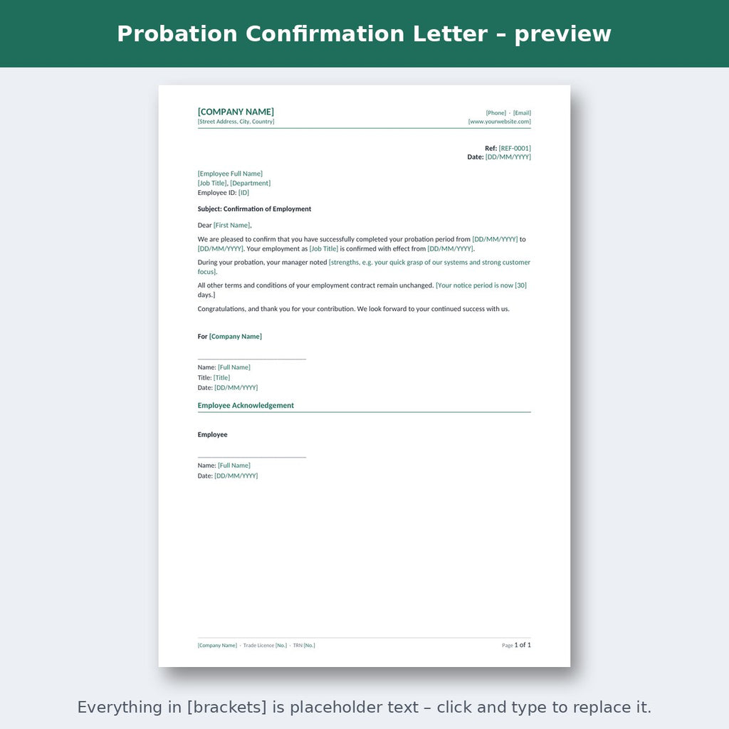 Probation Confirmation Letter – preview