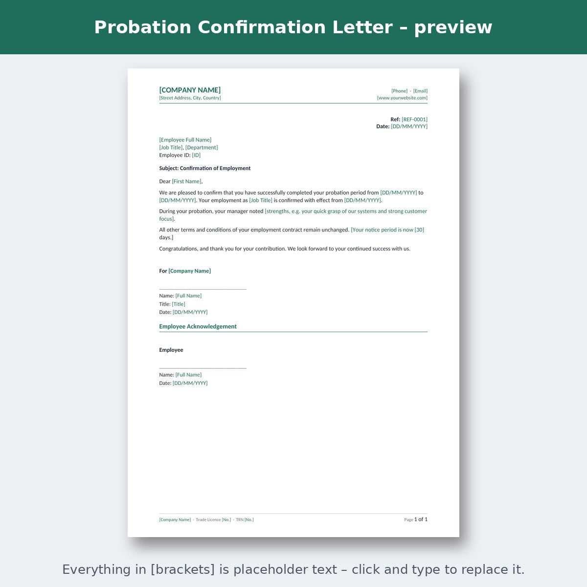 Probation Confirmation Letter – preview