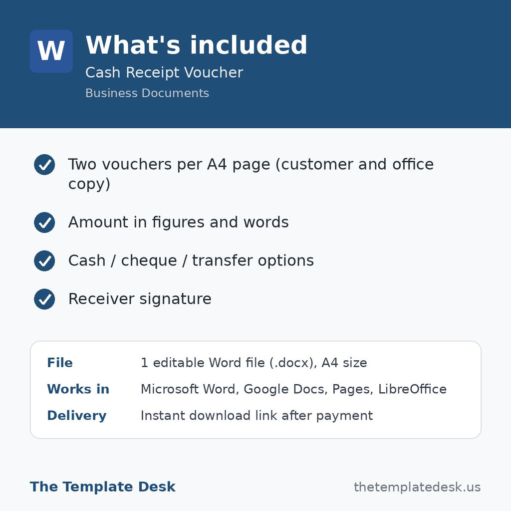 Cash Receipt Voucher – what's included