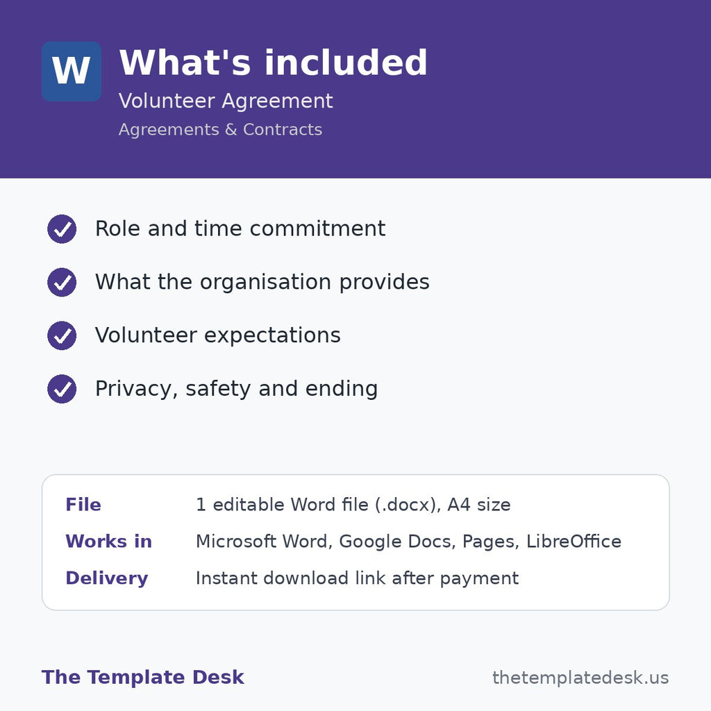 Volunteer Agreement – what's included
