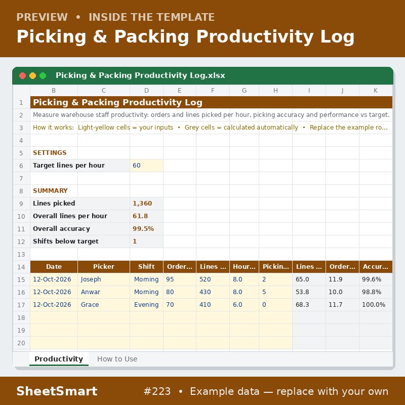 Picking & Packing Productivity Log – sheet preview