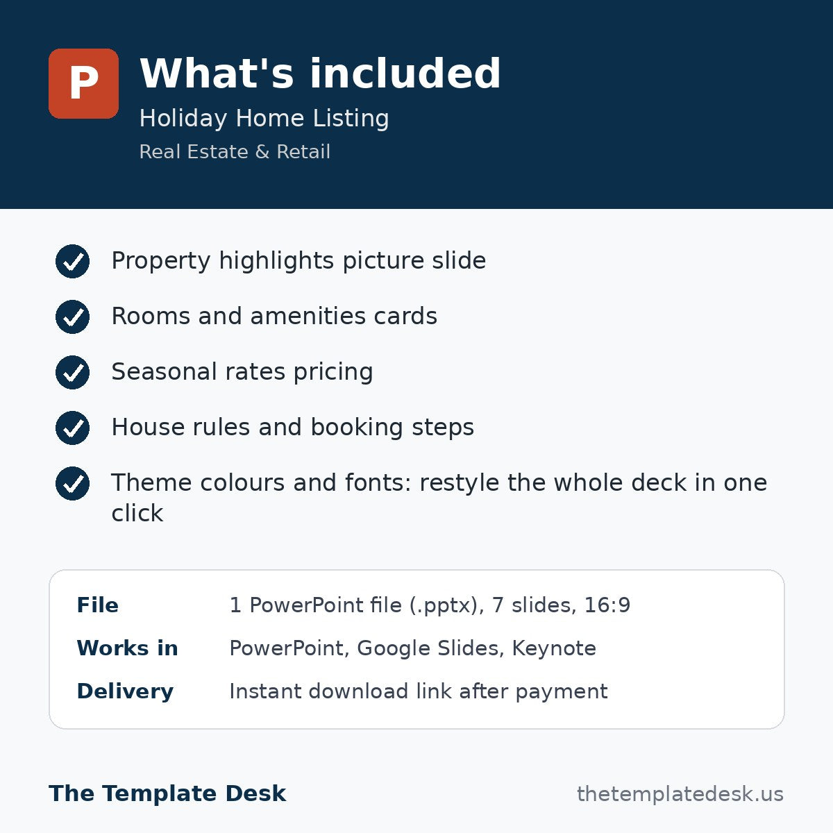 Holiday Home Listing – what's included