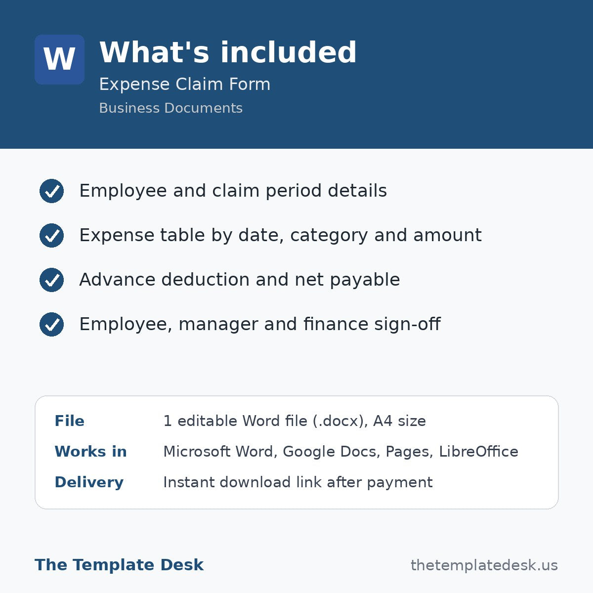 Expense Claim Form – what's included
