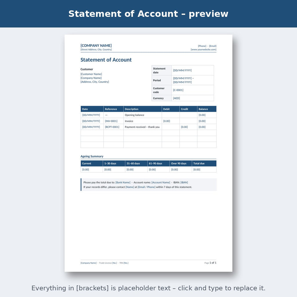Statement of Account – preview