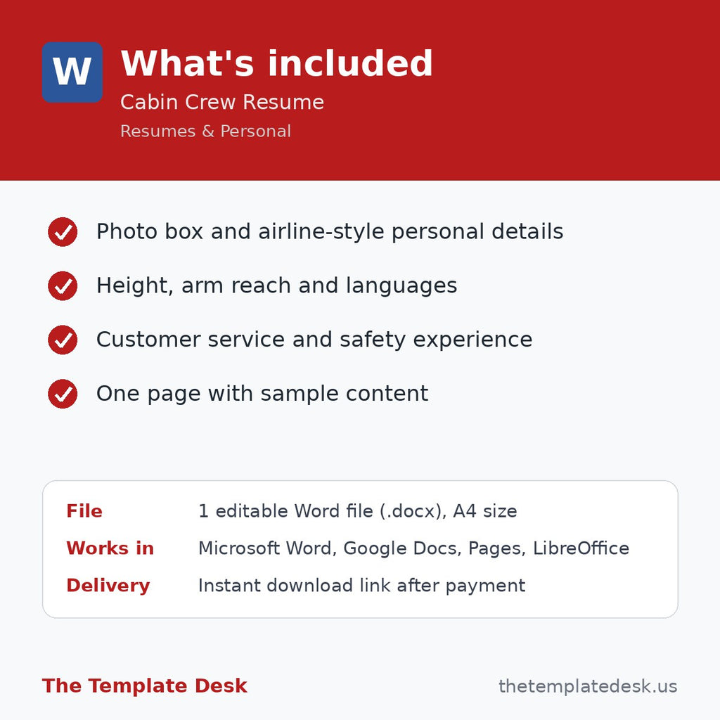 Cabin Crew Resume – what's included
