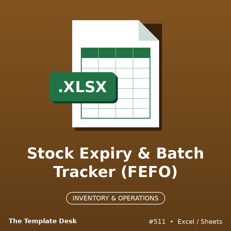 Stock Expiry & Batch Tracker (FEFO) – Excel template