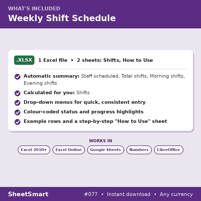 Weekly Shift Schedule – what's included