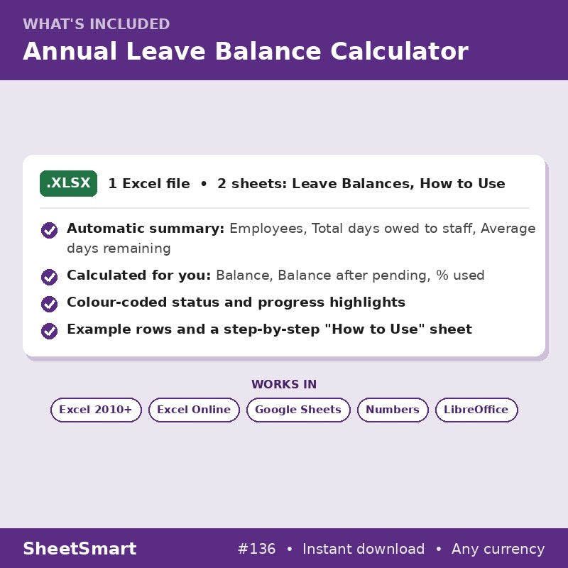 Annual Leave Balance Calculator – what's included