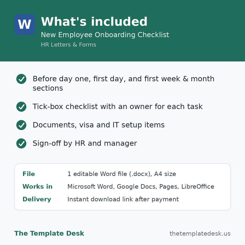 New Employee Onboarding Checklist – what's included
