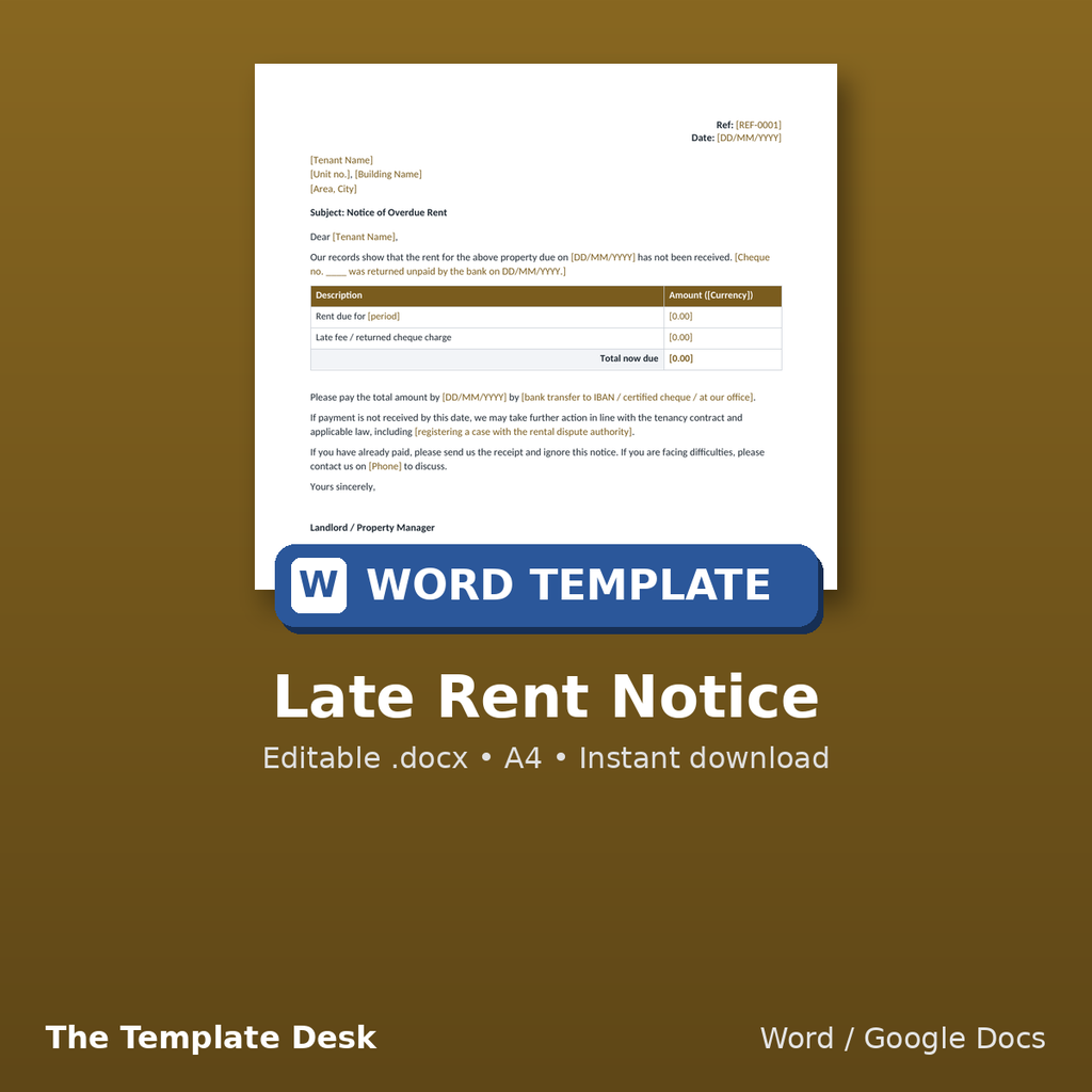 Late Rent Notice – cover