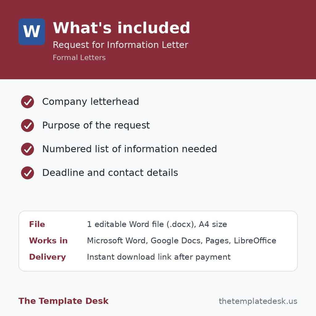 Request for Information Letter – what's included