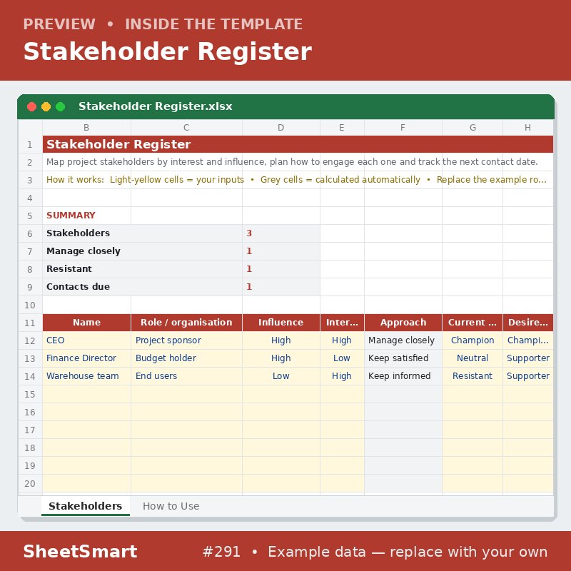 Stakeholder Register – sheet preview