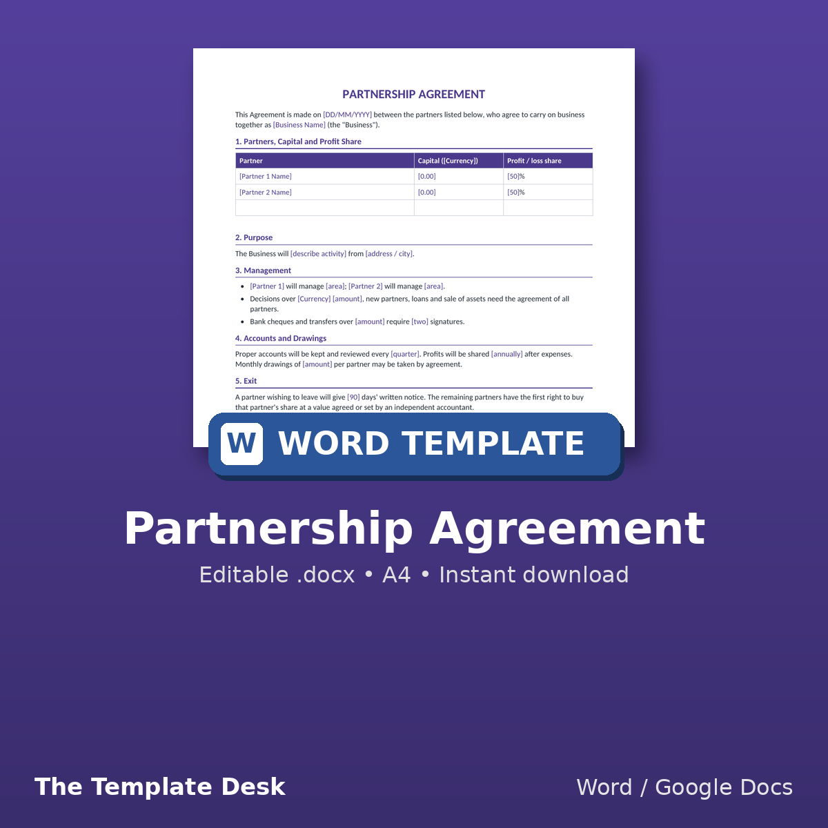 Partnership Agreement – cover