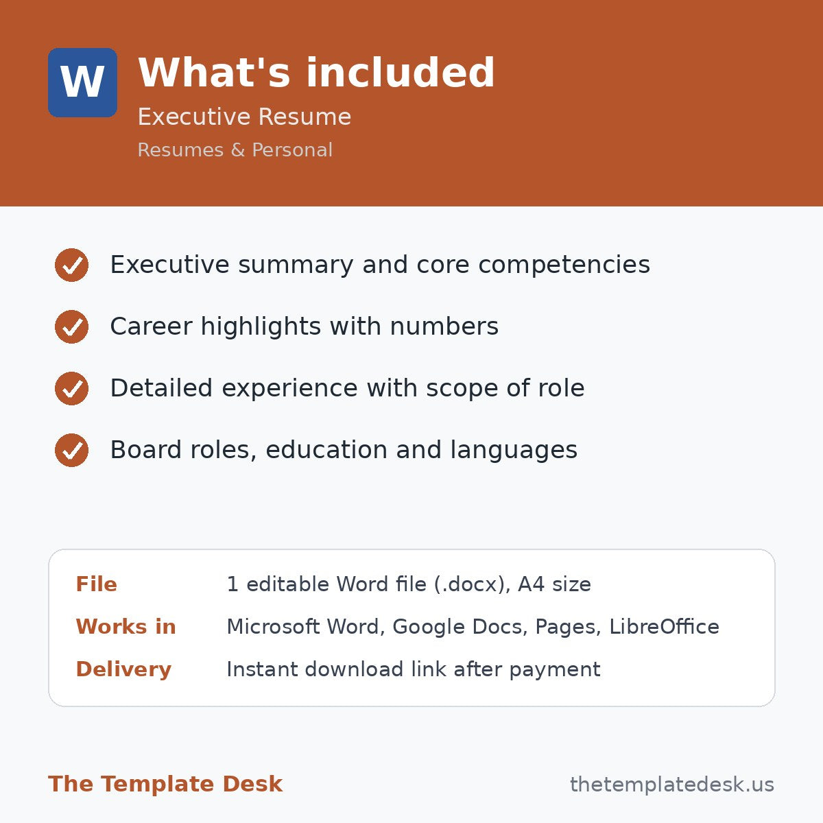 Executive Resume – what's included