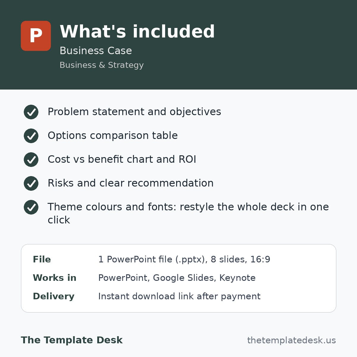 Business Case – what's included