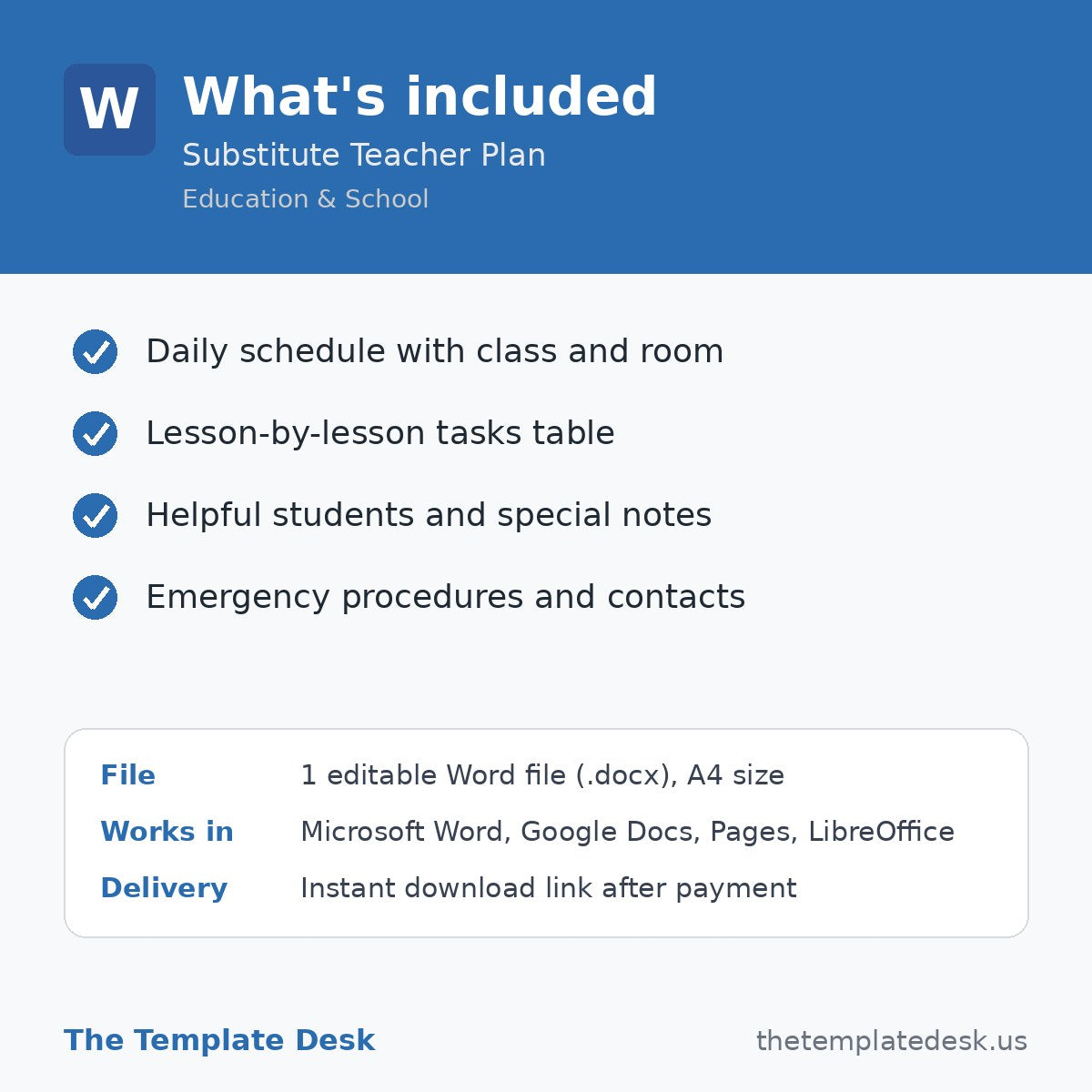 Substitute Teacher Plan – what's included