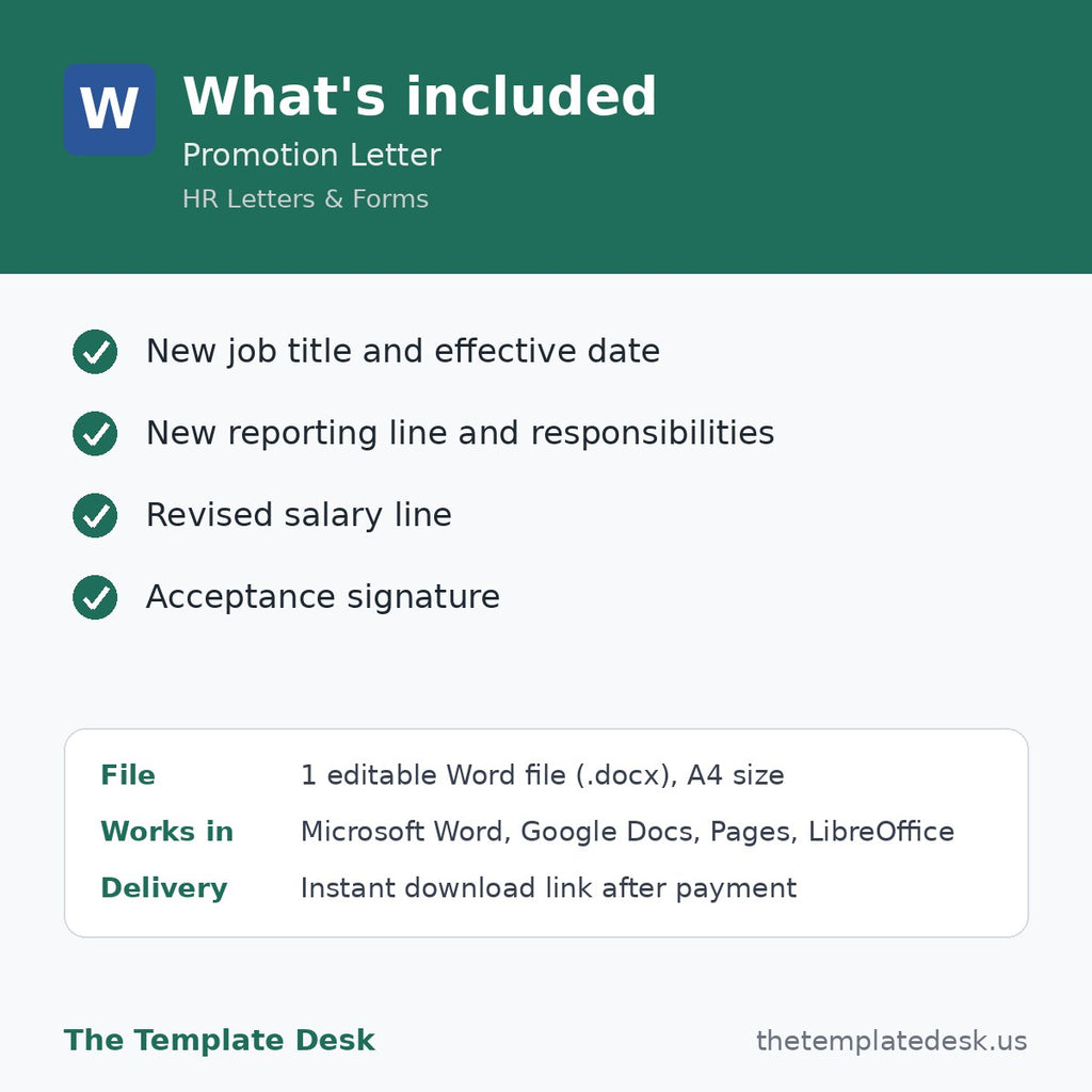 Promotion Letter – what's included