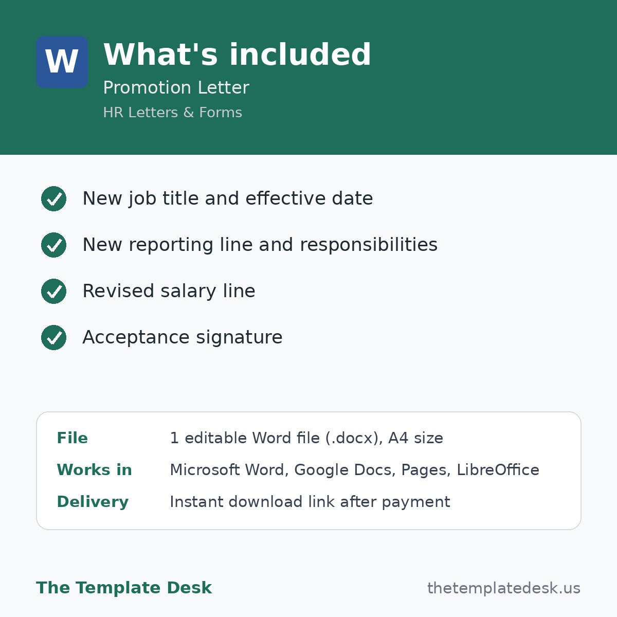 Promotion Letter – what's included