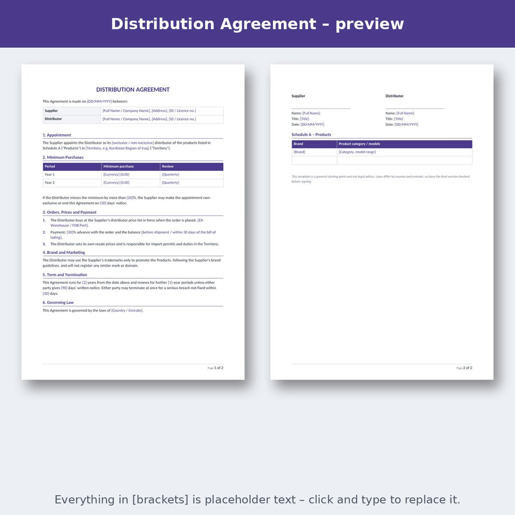 Distribution Agreement – preview