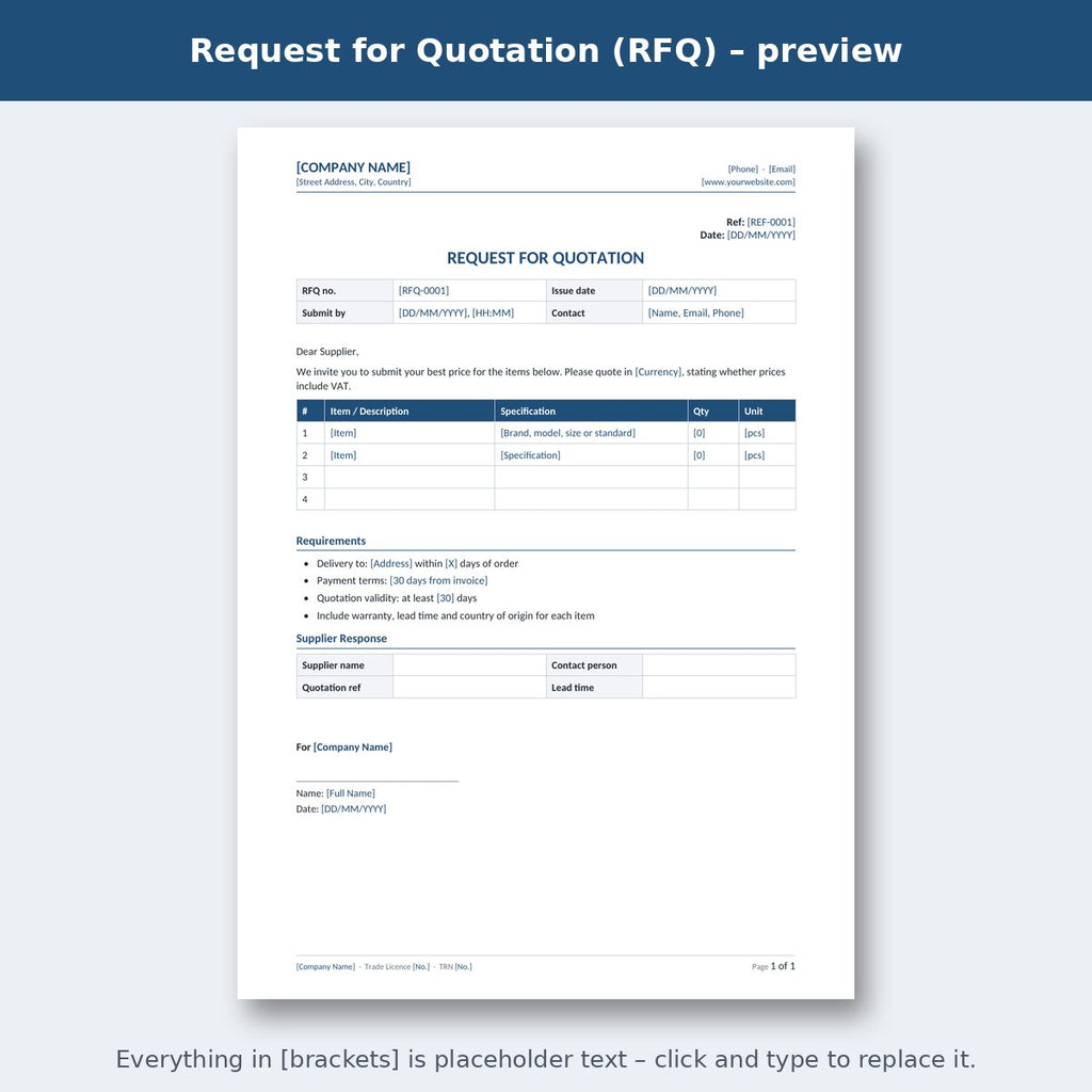 Request for Quotation (RFQ) – preview