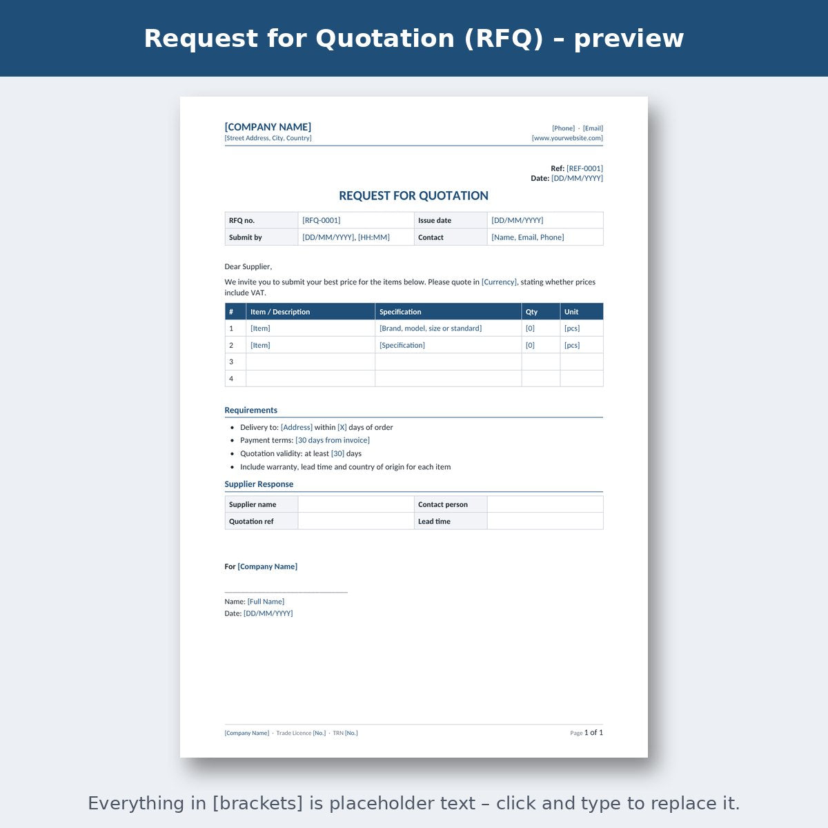Request for Quotation (RFQ) – preview