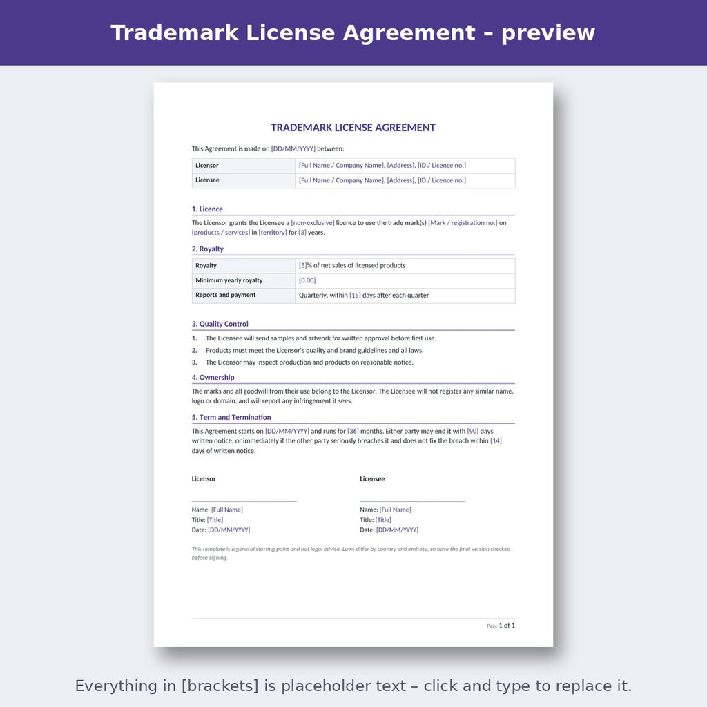 Trademark License Agreement – preview