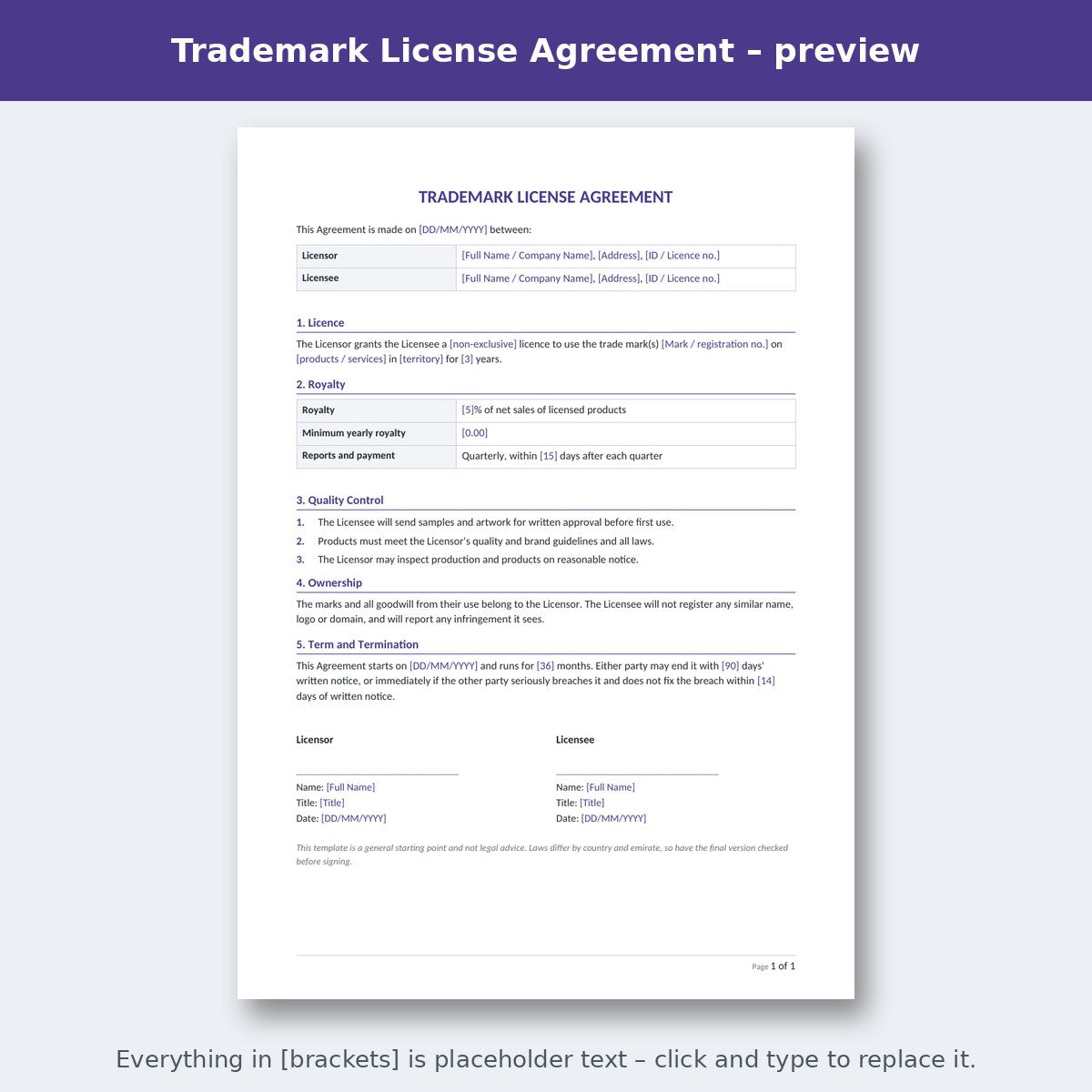 Trademark License Agreement – preview