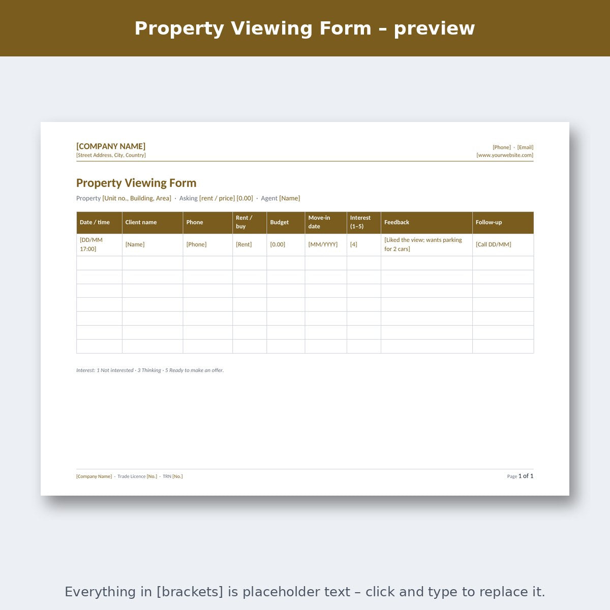 Property Viewing Form – preview