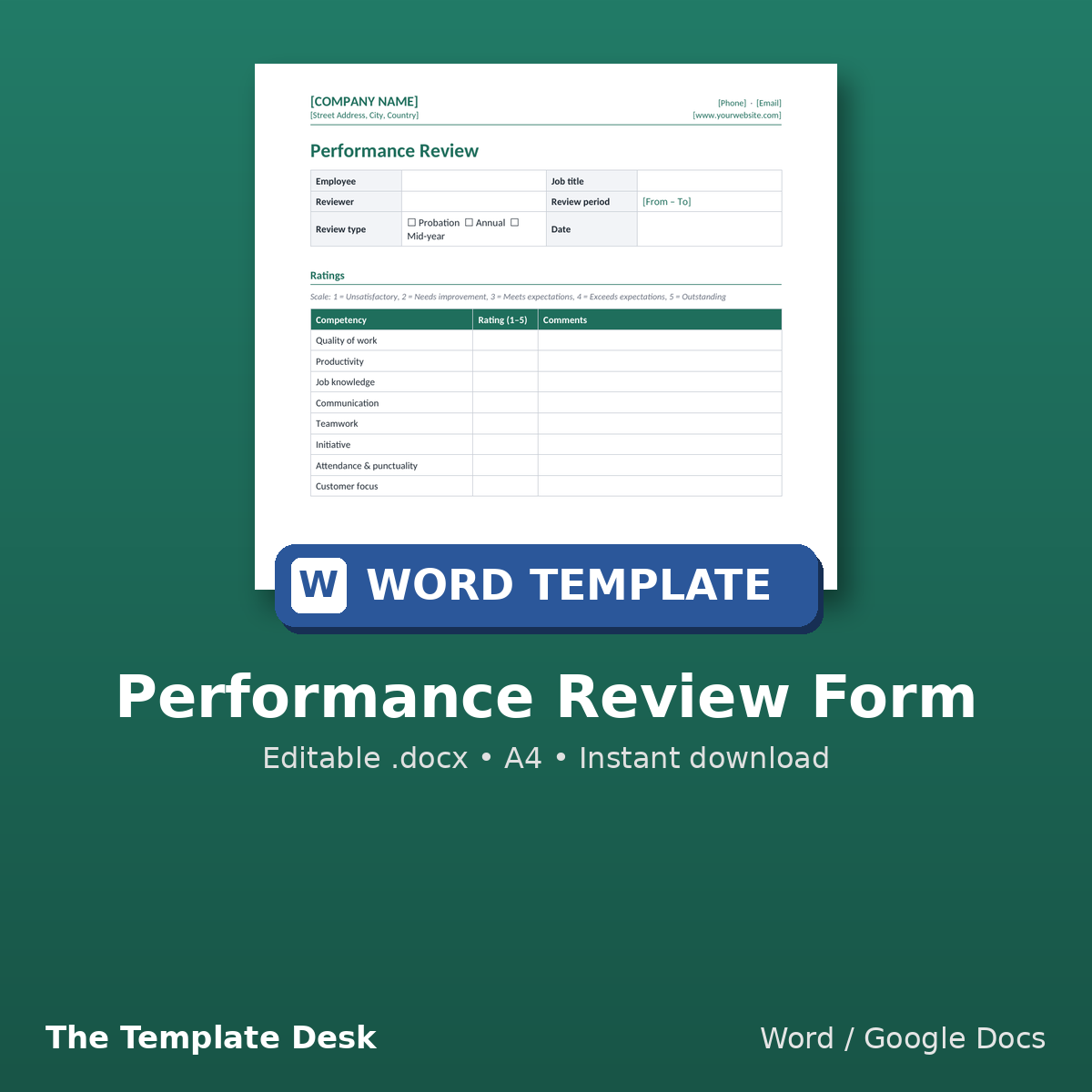 Performance Review Form – cover