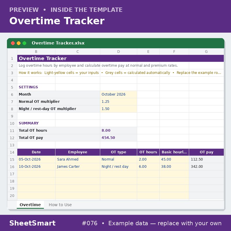 Overtime Tracker – sheet preview