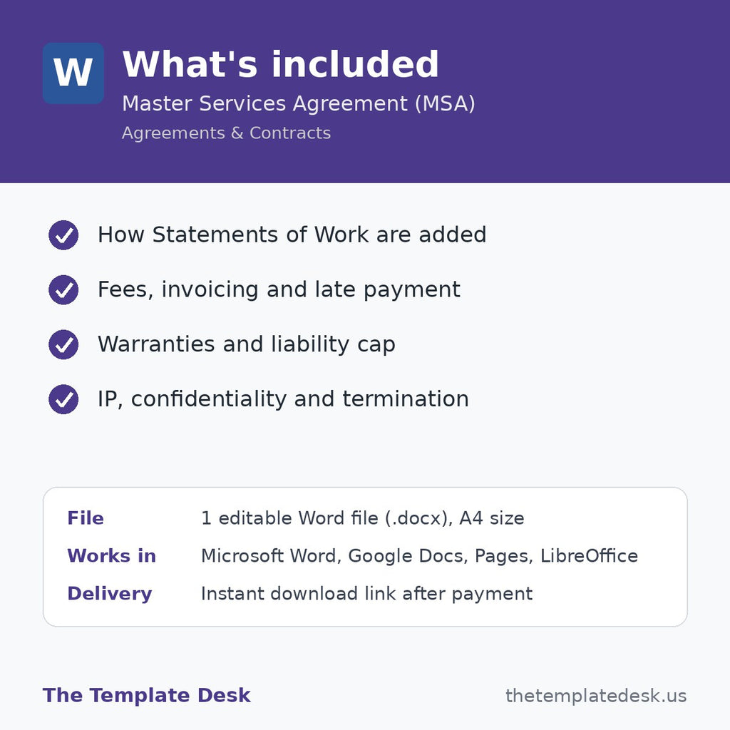 Master Services Agreement (MSA) – what's included