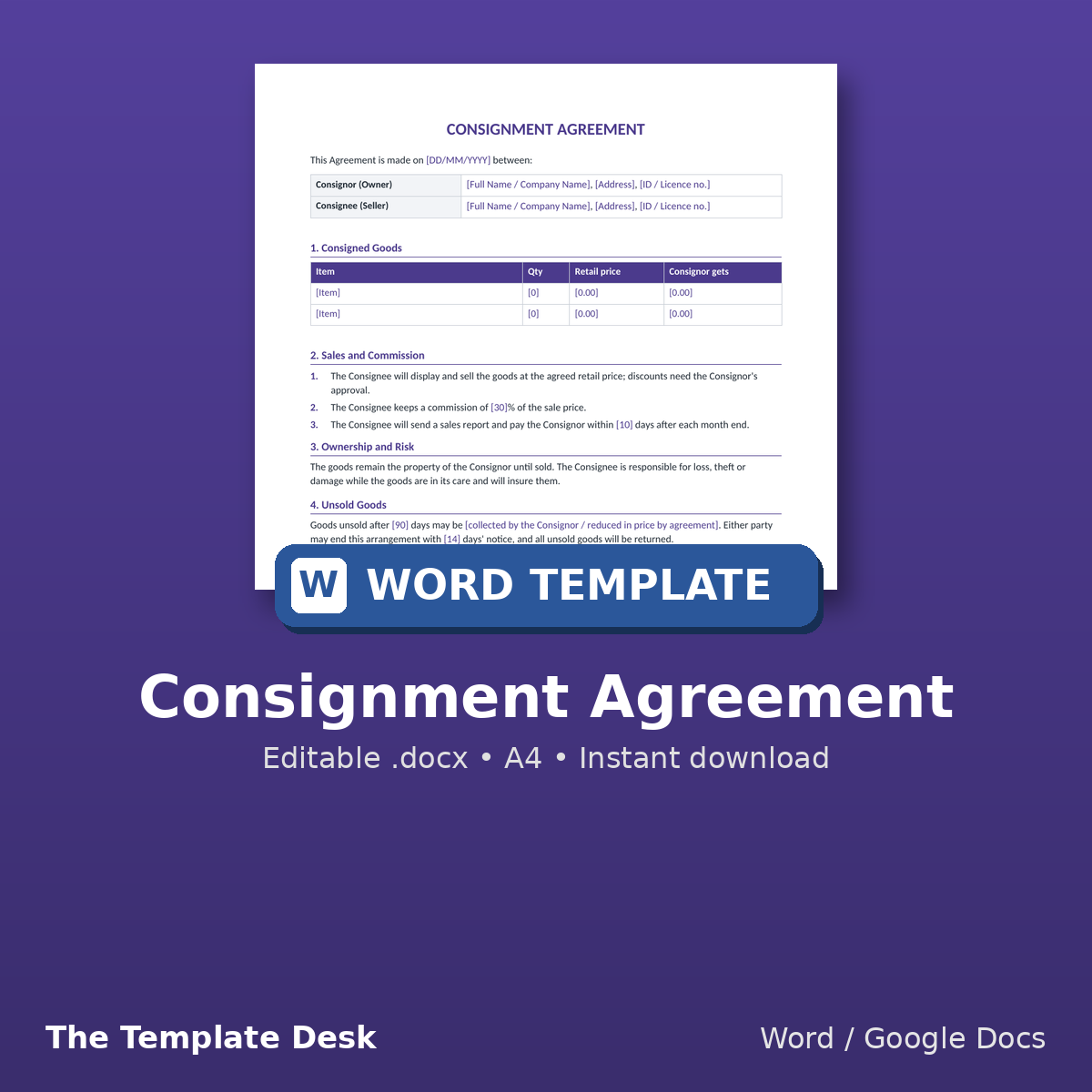 Consignment Agreement – cover