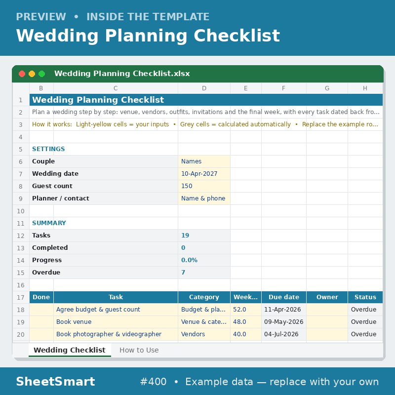 Wedding Planning Checklist – sheet preview